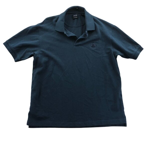 Izod Mens Polo Shirt Medium Navy Blue Silk Wash Short Sleeve Classic Casual - Picture 1 of 9